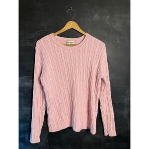 Rebecca Malone Pink Cable Knit Cotton Sweater XL Crewneck